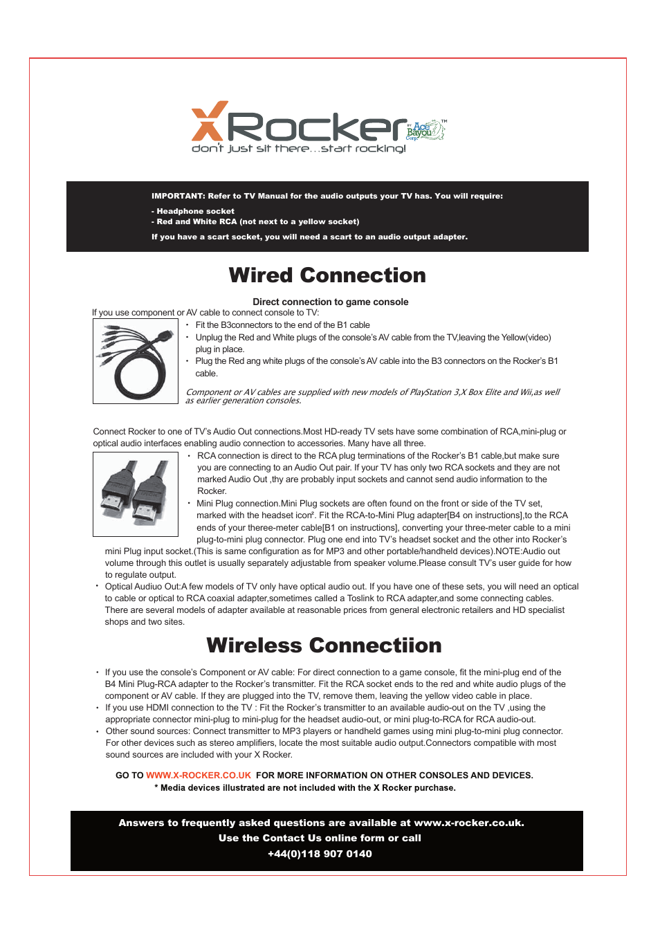 Wired connection, Wireless connectiion | X Rockers 51752 User Manual | Page 7 / 8