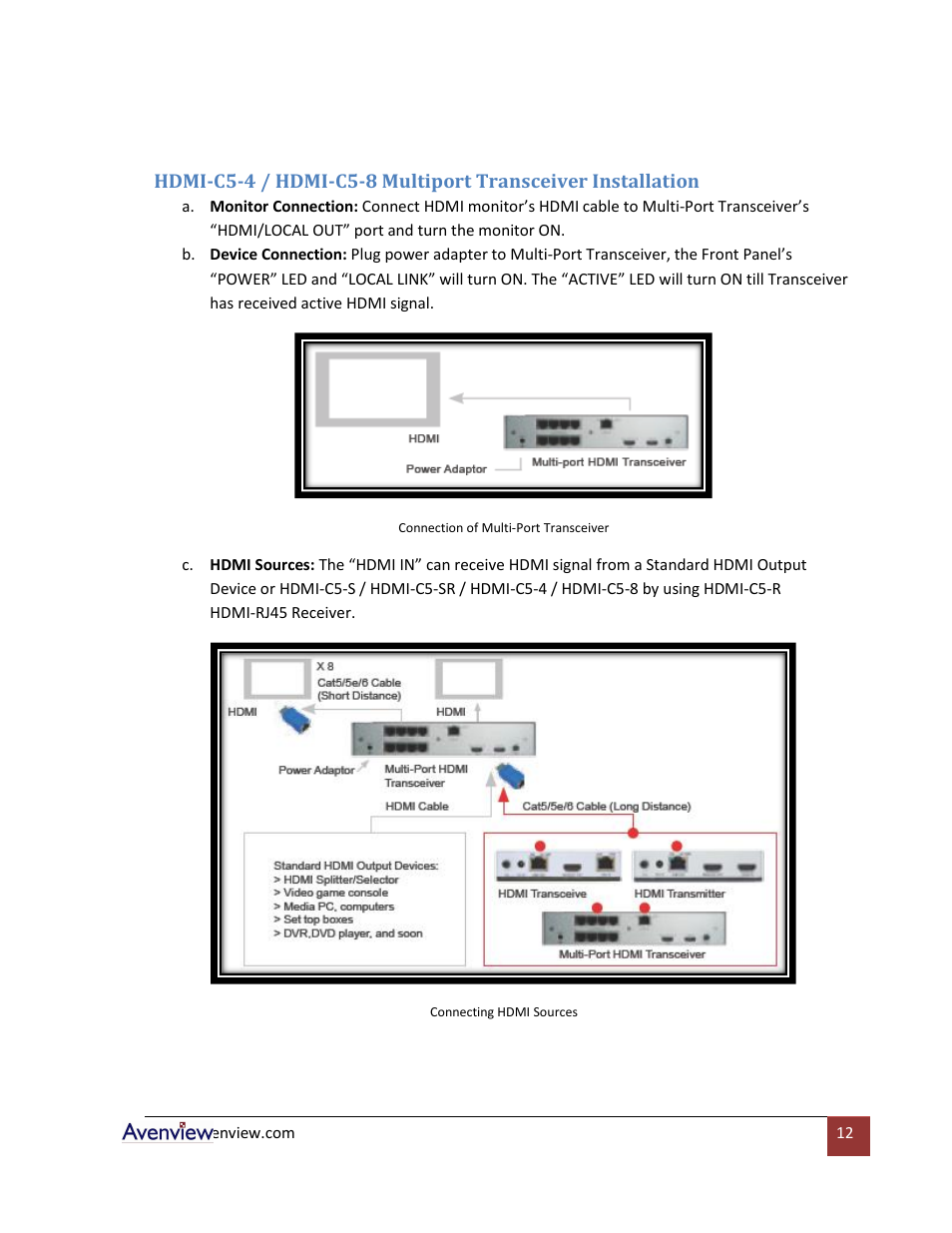 Avenview HDMI-C5-8 User Manual | Page 12 / 18