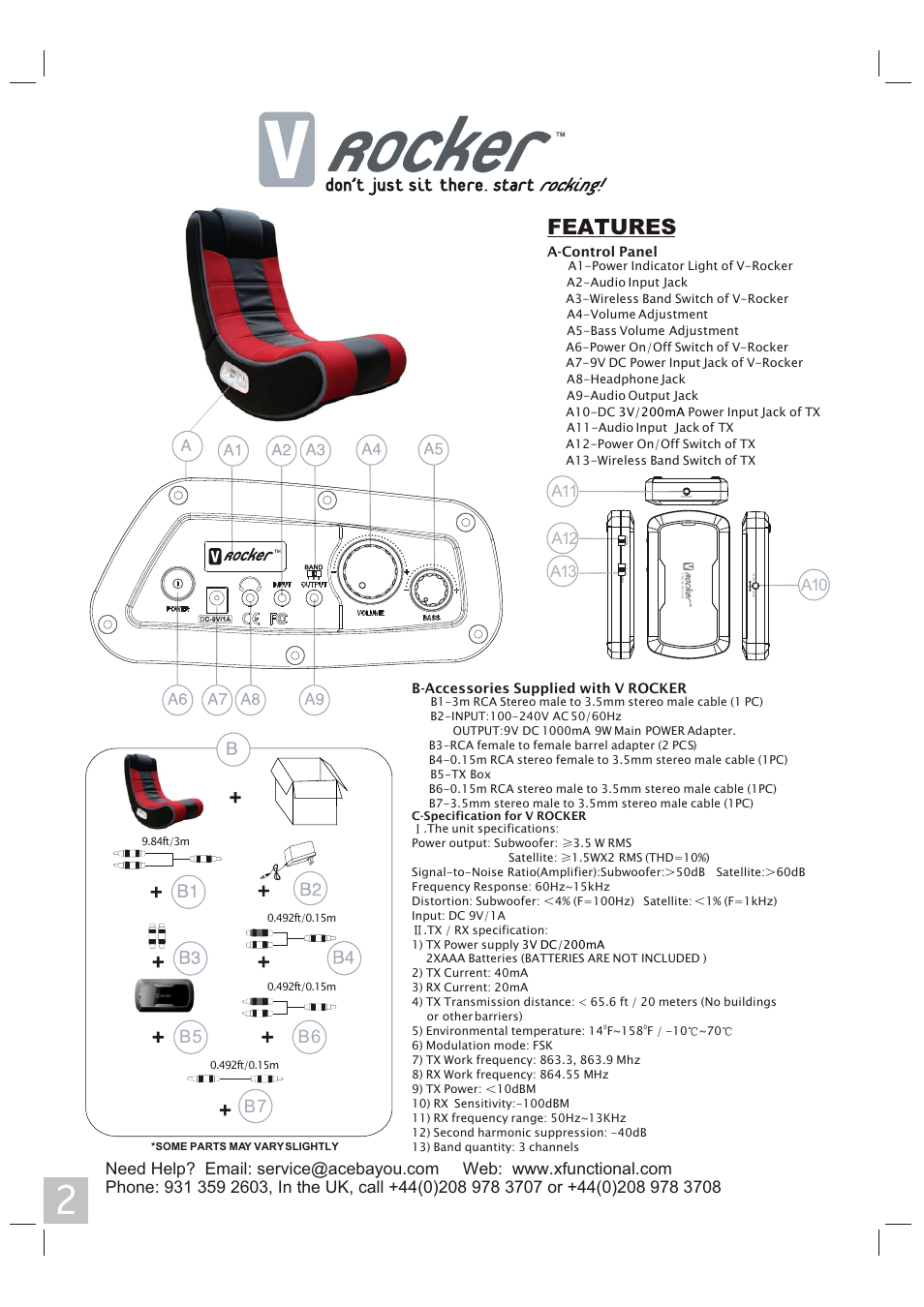 Features, B6 b7 b5 | X Rockers 51324 User Manual | Page 2 / 8