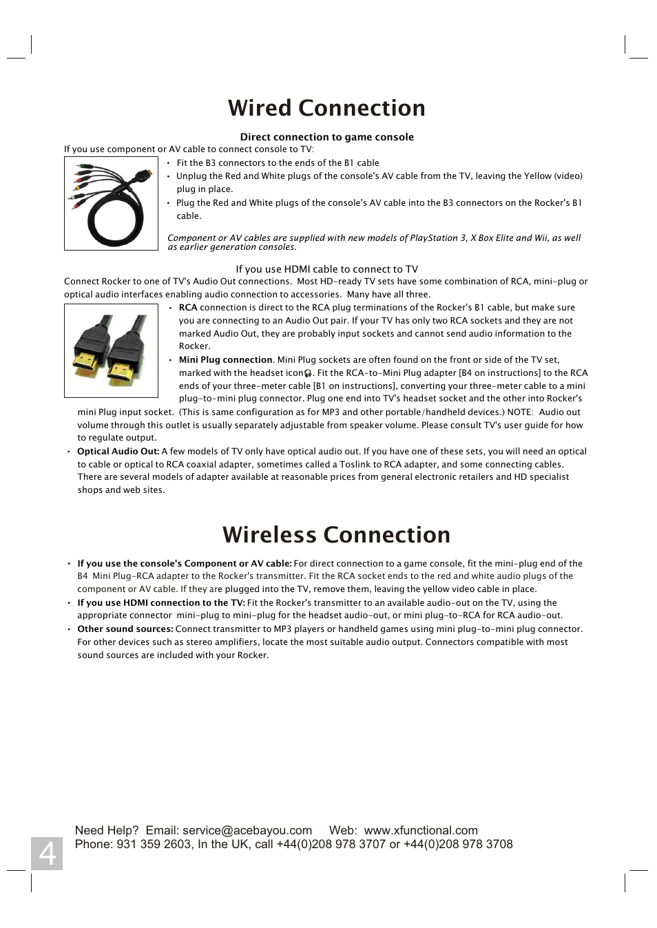 Wired connection, Wireless connection | X Rockers 51324 User Manual | Page 4 / 8