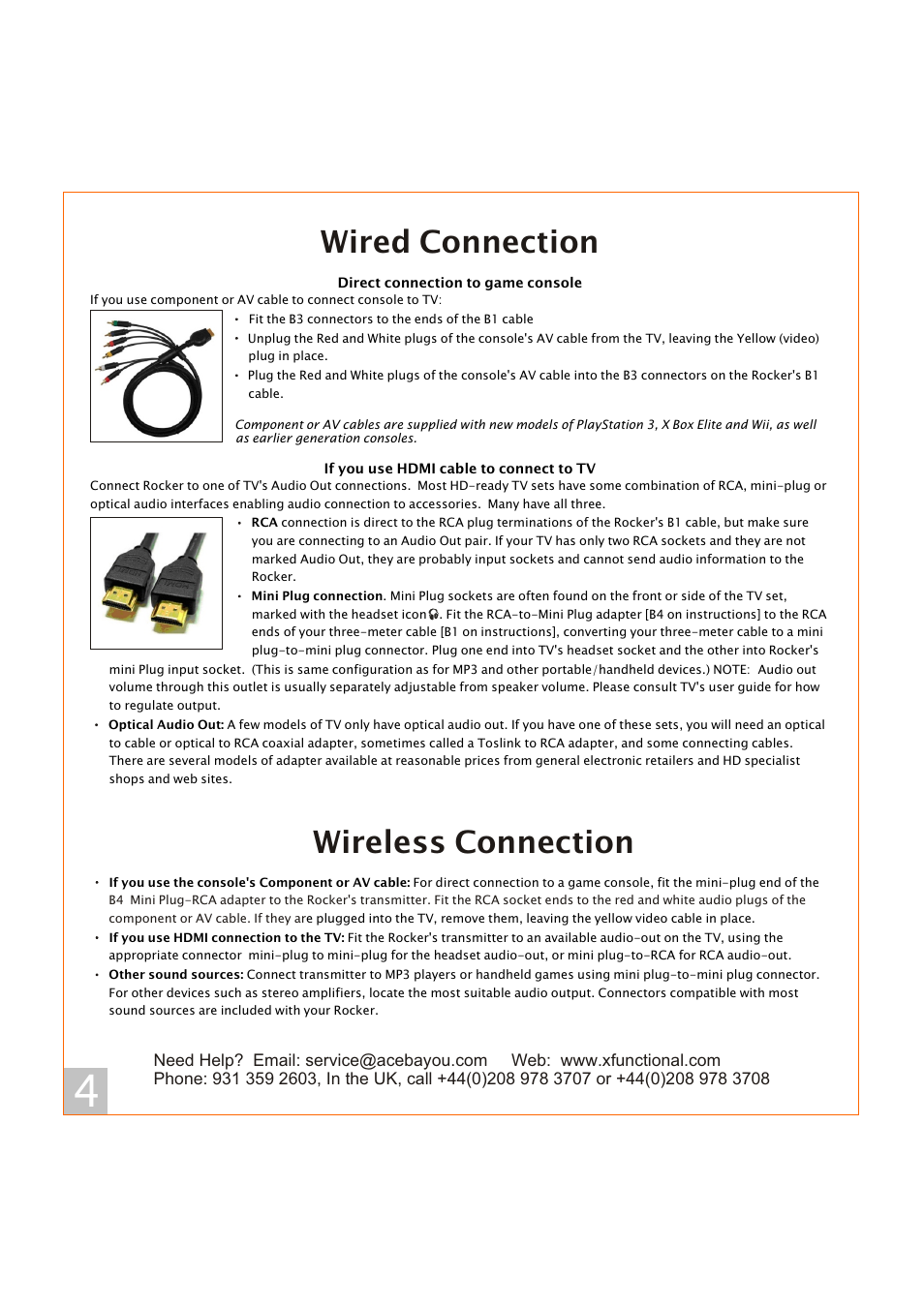 Wired connection, Wireless connection | X Rockers 51344 User Manual | Page 4 / 8