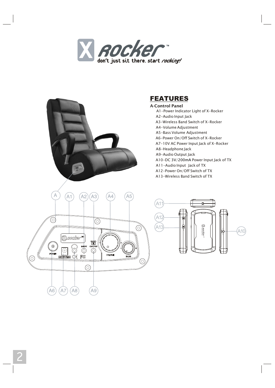 Features | X Rockers 51459 User Manual | Page 2 / 8