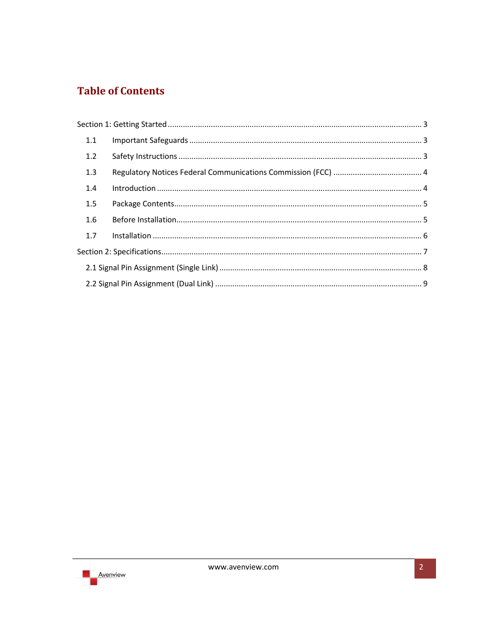 Avenview FO-DVI-DL-330 Series User Manual | Page 2 / 11