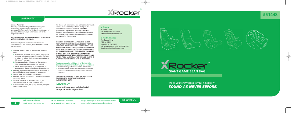 X Rockers 51448 User Manual | 2 pages