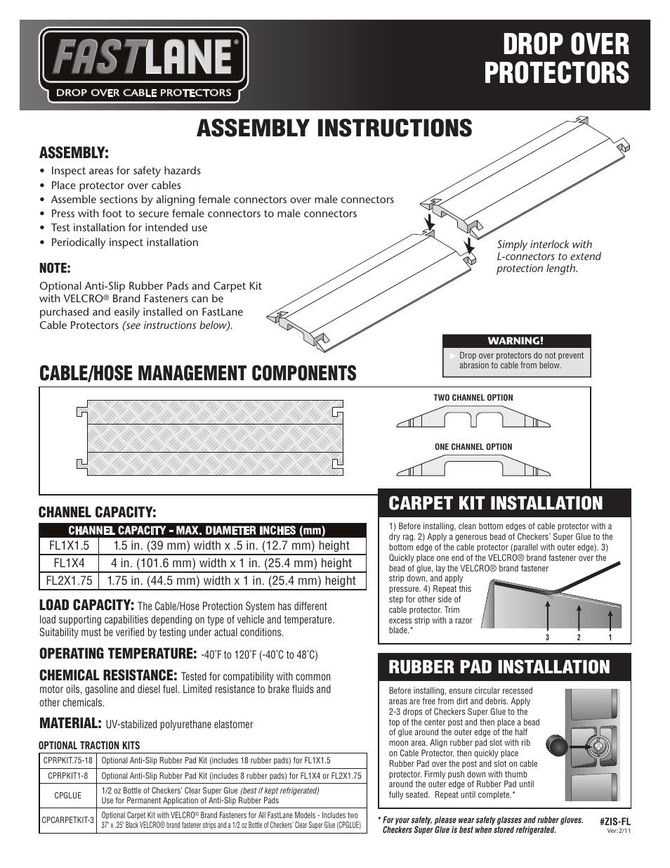 Checkers FastLane Drop Over Protectors User Manual | 2 pages