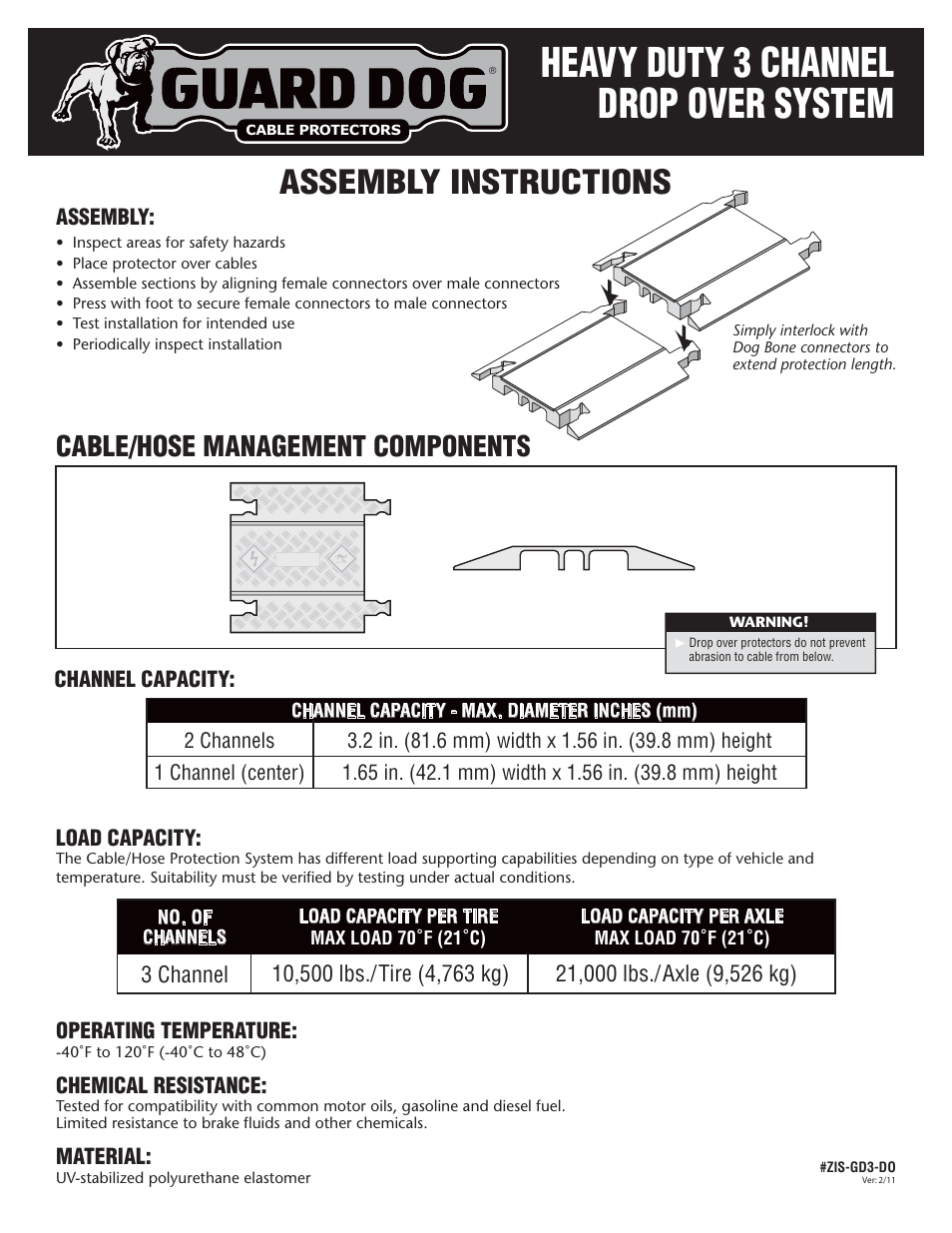 Checkers Guard Dog 3 Channel Drop Over Cable Ramp User Manual | 2 pages