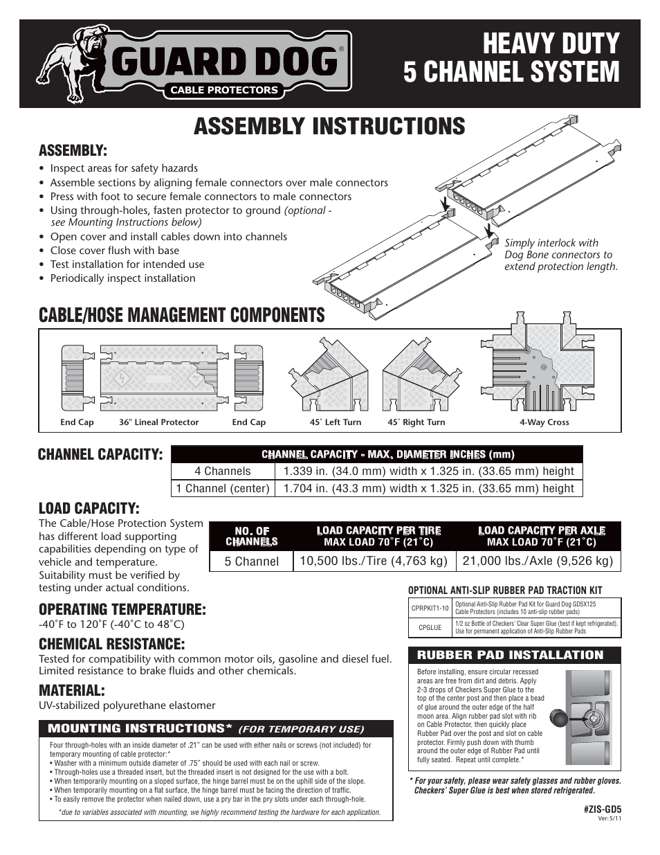 Checkers Guard Dog 5 Channel Cable Ramp User Manual | 2 pages