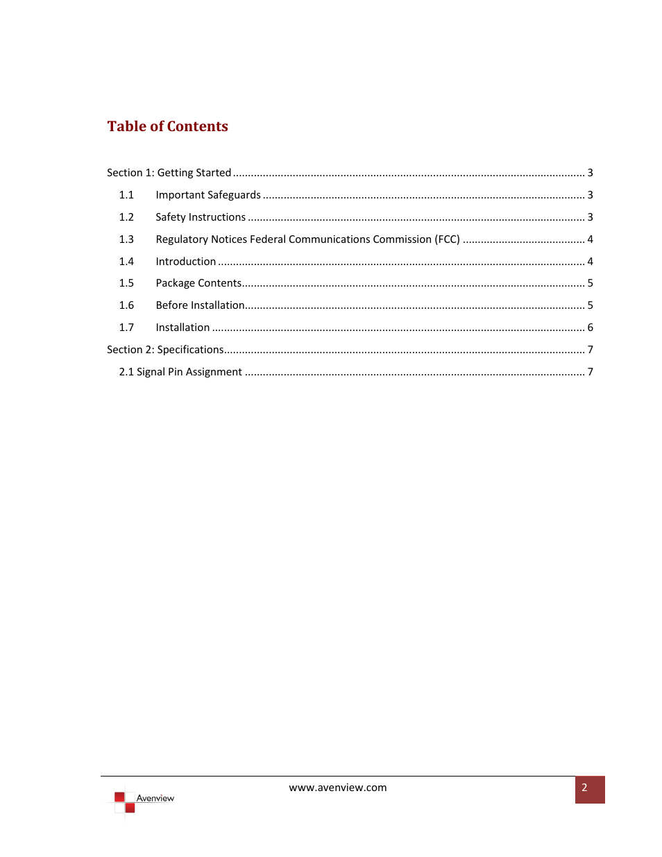 Avenview C-DVI-VGA User Manual | Page 2 / 8