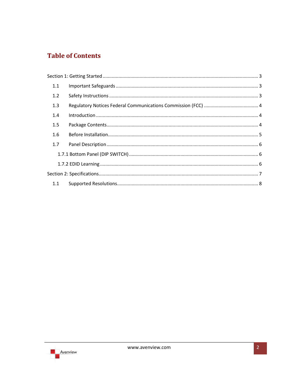 Avenview HDMI 3G/HD/SD-SDI User Manual | Page 2 / 9