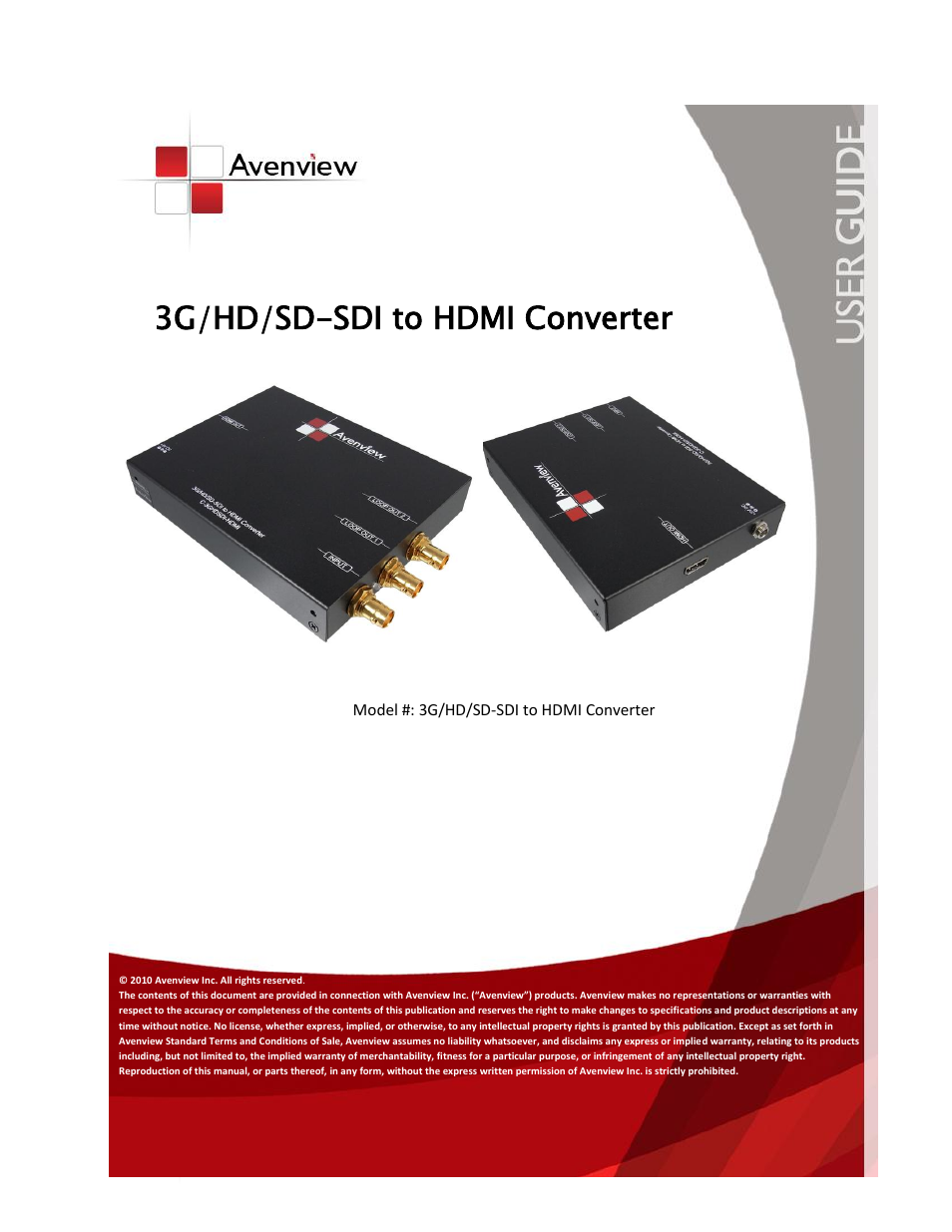 Avenview 3G/HD/SD-SDI to HDMI User Manual | 10 pages