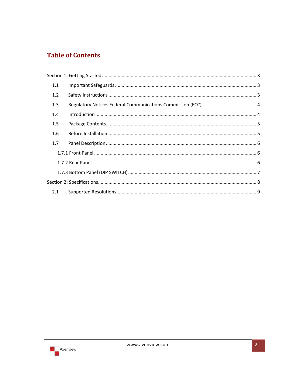 Avenview 3G/HD/SD-SDI to HDMI User Manual | Page 2 / 10