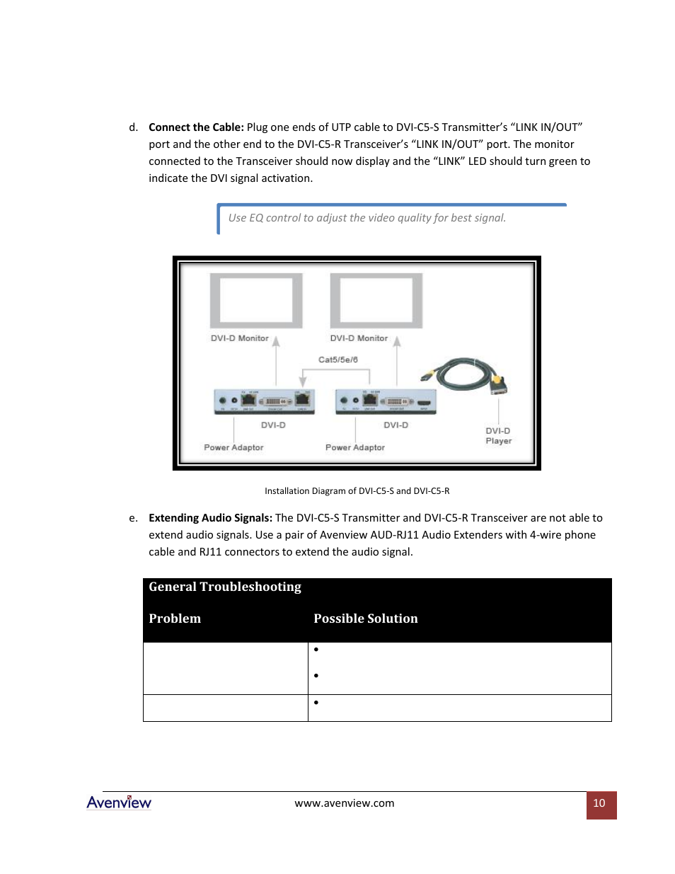 Avenview Cat5 User Manual | Page 10 / 13