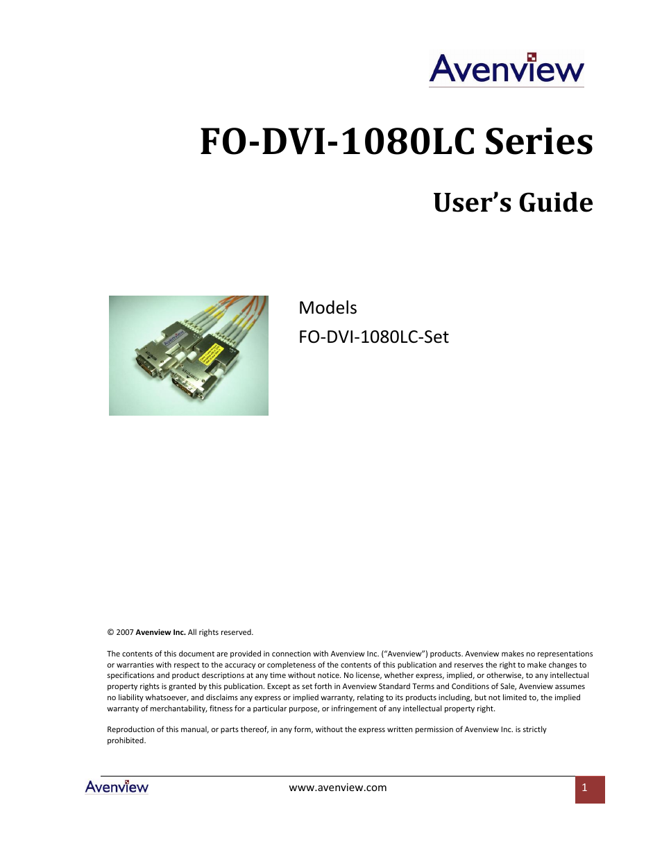 Avenview FO-DVI-1080LC-Set User Manual | 8 pages