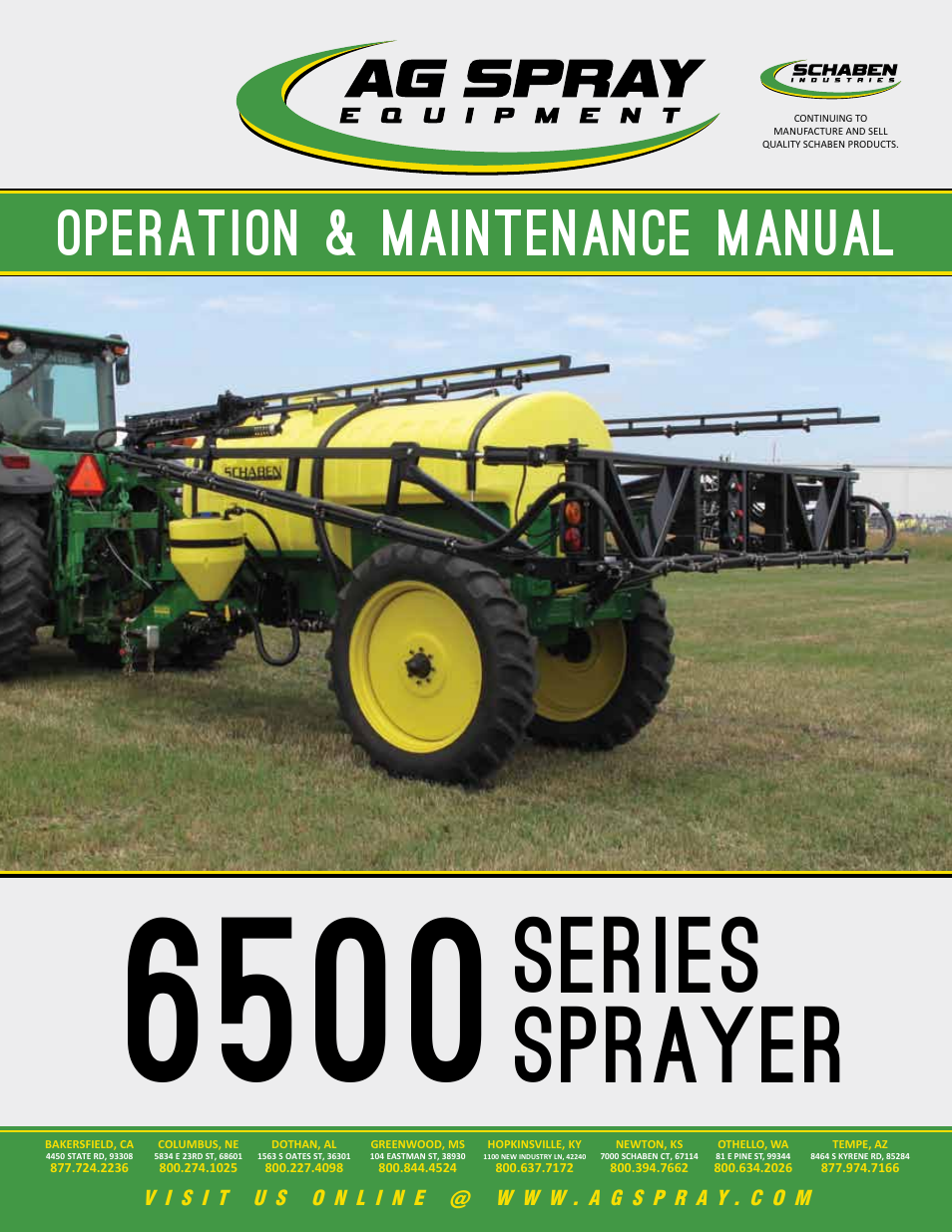 Ag Spray Equipment 6500 Series Sprayer User Manual | 16 pages