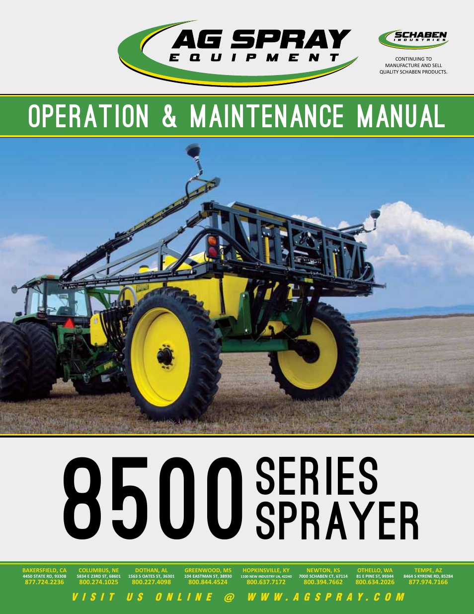 Ag Spray Equipment 8500 Series Sprayer User Manual | 16 pages