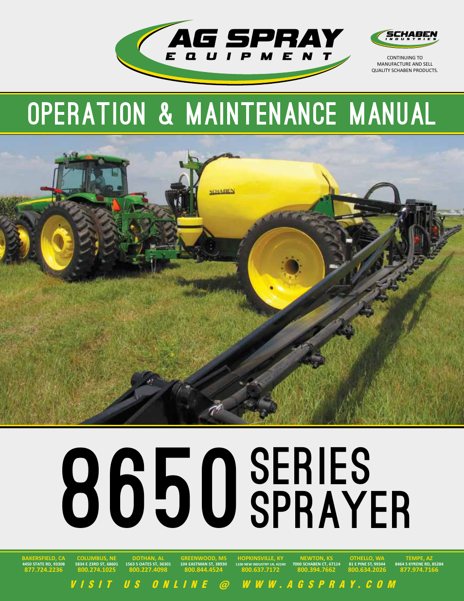 Ag Spray Equipment 8650 Series Sprayer User Manual | 16 pages