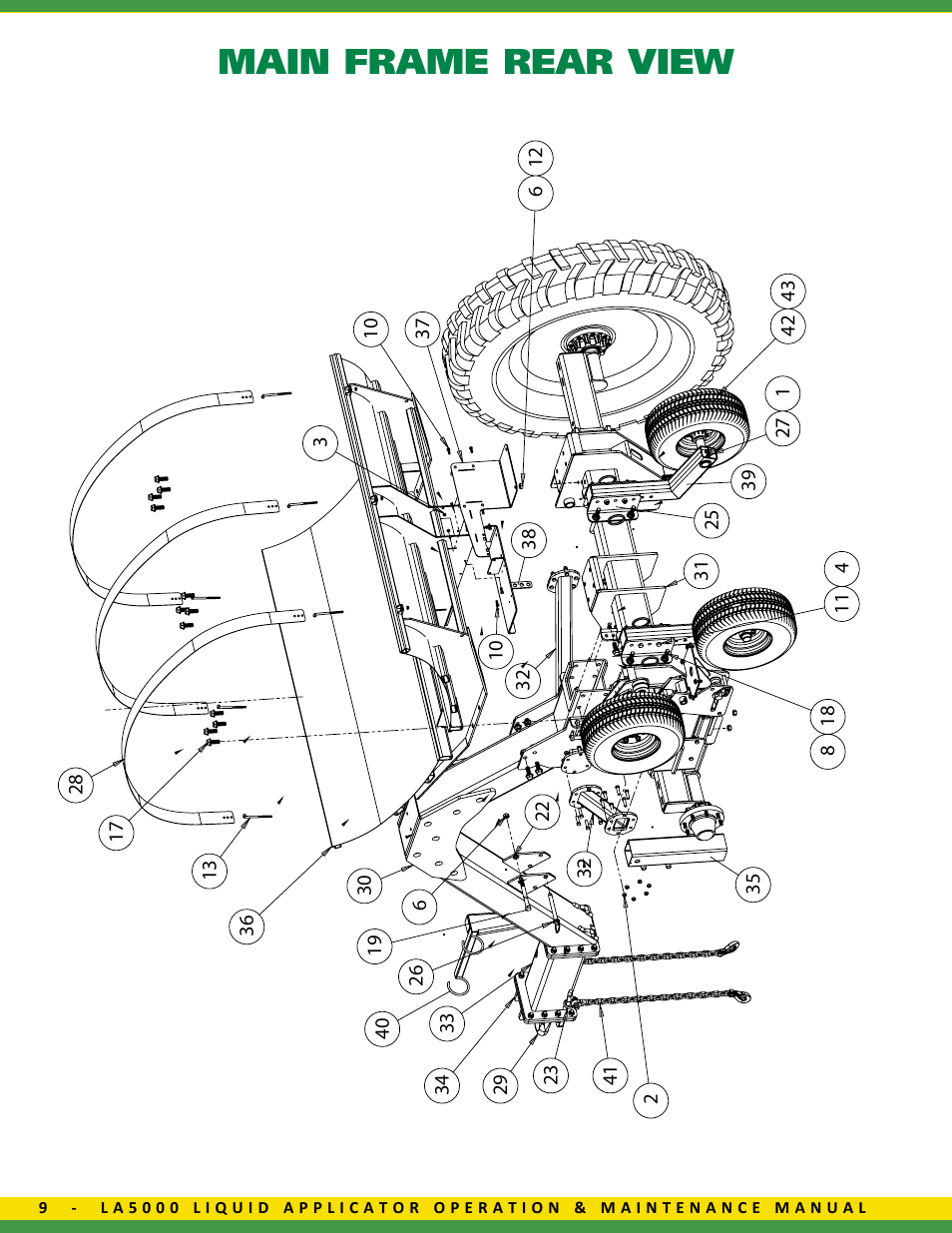 Main frame rear view | Ag Spray Equipment LA5000 Liquid Applicator User Manual | Page 10 / 20