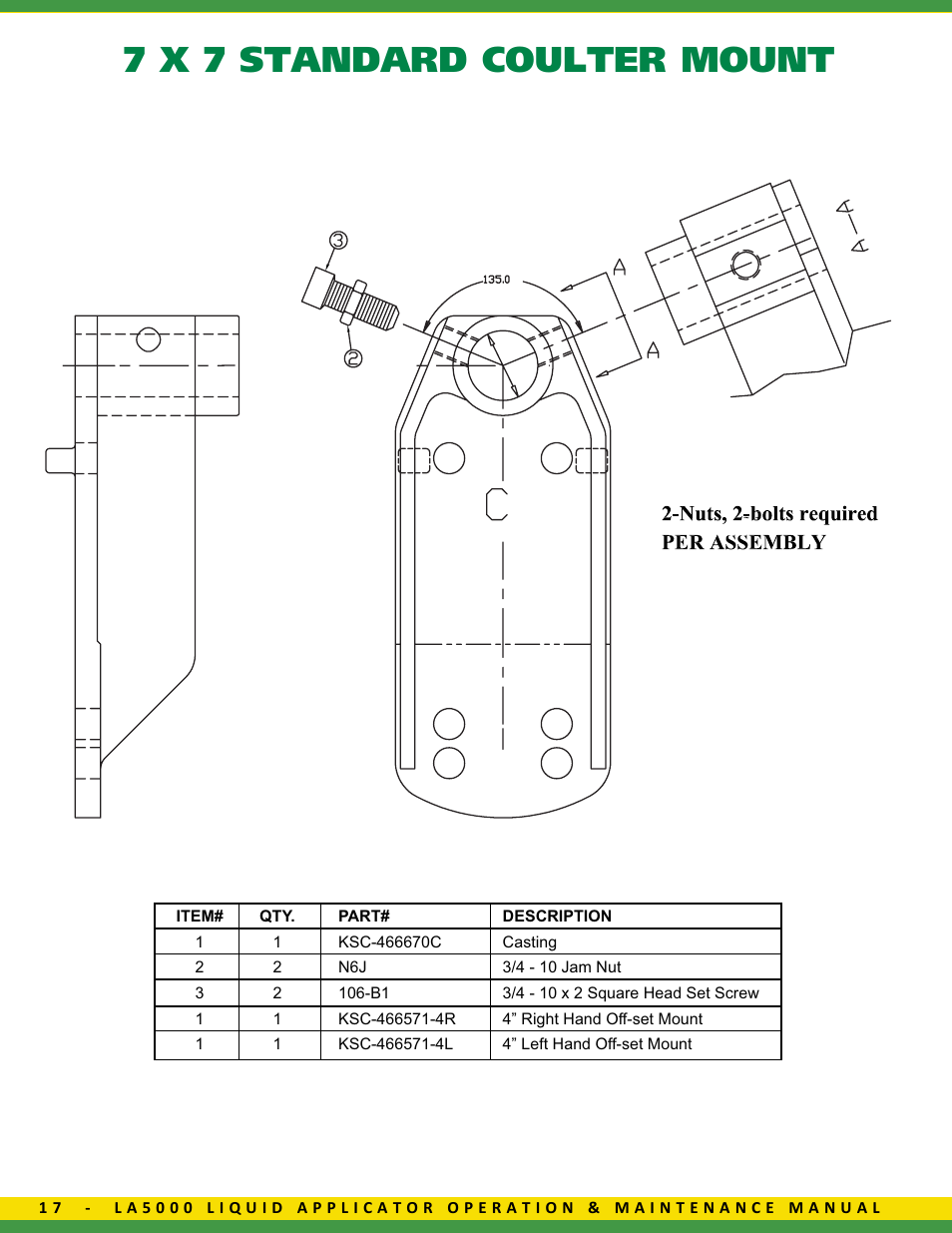 7 x 7 standard coulter mount | Ag Spray Equipment LA5000 Liquid Applicator User Manual | Page 18 / 20