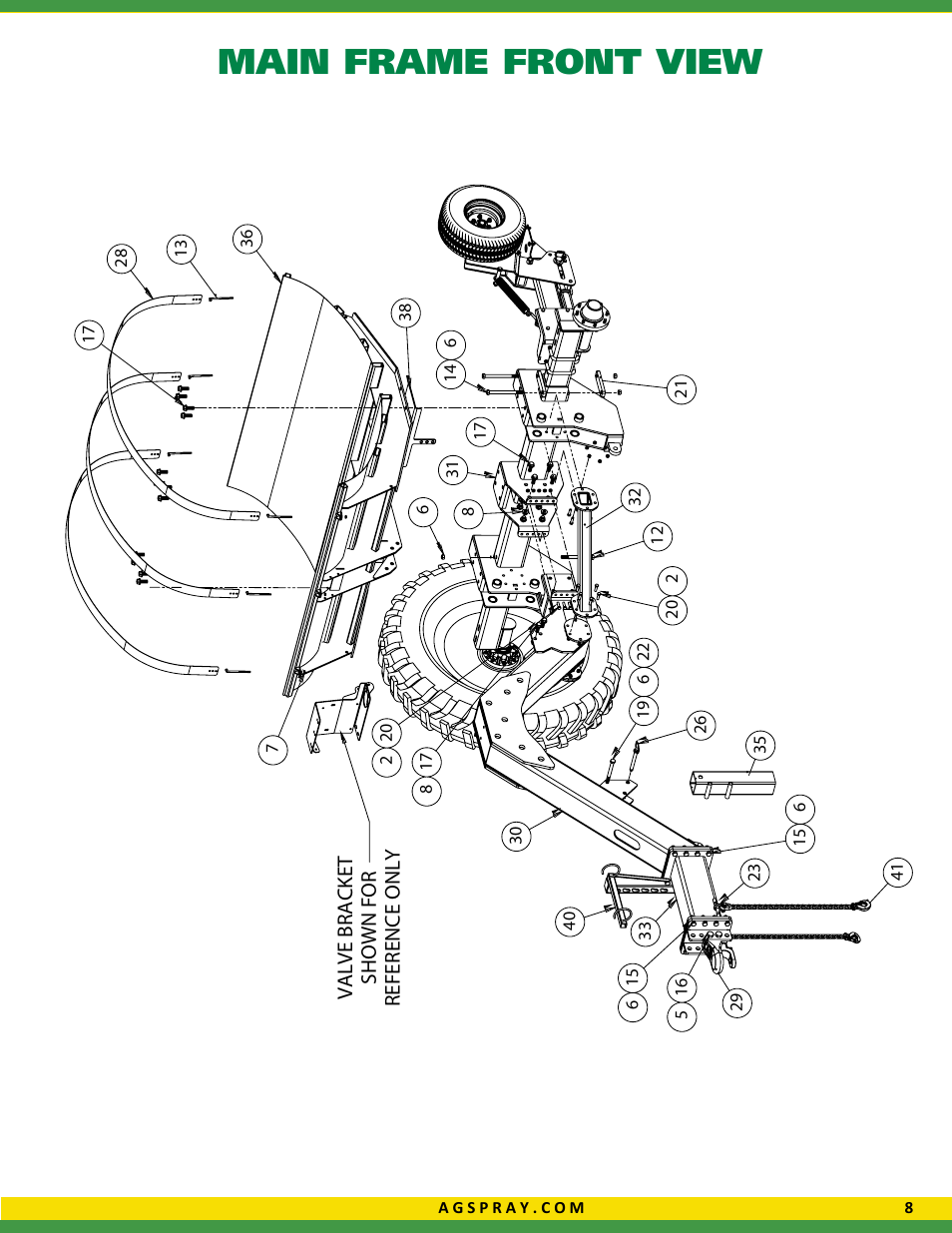 Main frame front view | Ag Spray Equipment LA5000 Liquid Applicator User Manual | Page 9 / 20