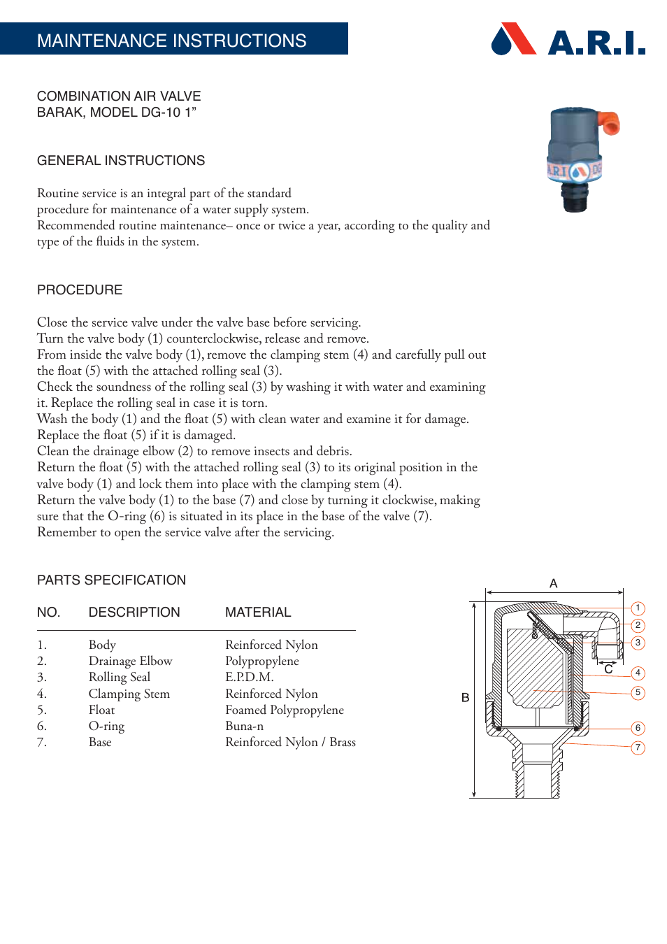 A.R.I. DG 101 EN User Manual | 2 pages