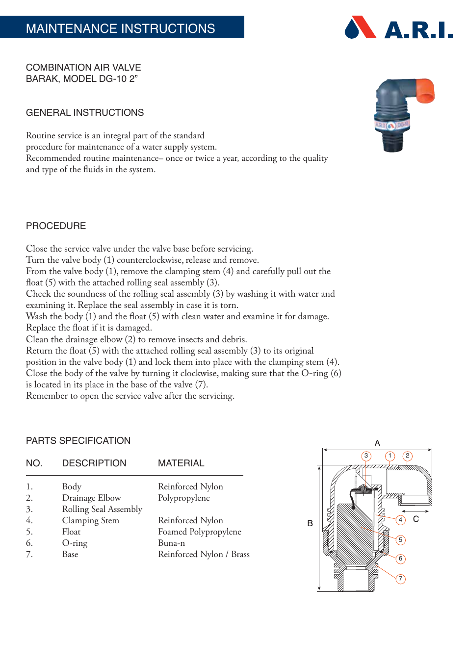 A.R.I. DG 102 EN User Manual | 2 pages