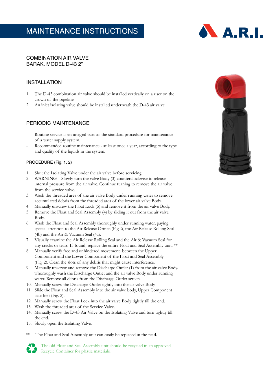 A.R.I. D 43 EN User Manual | 2 pages