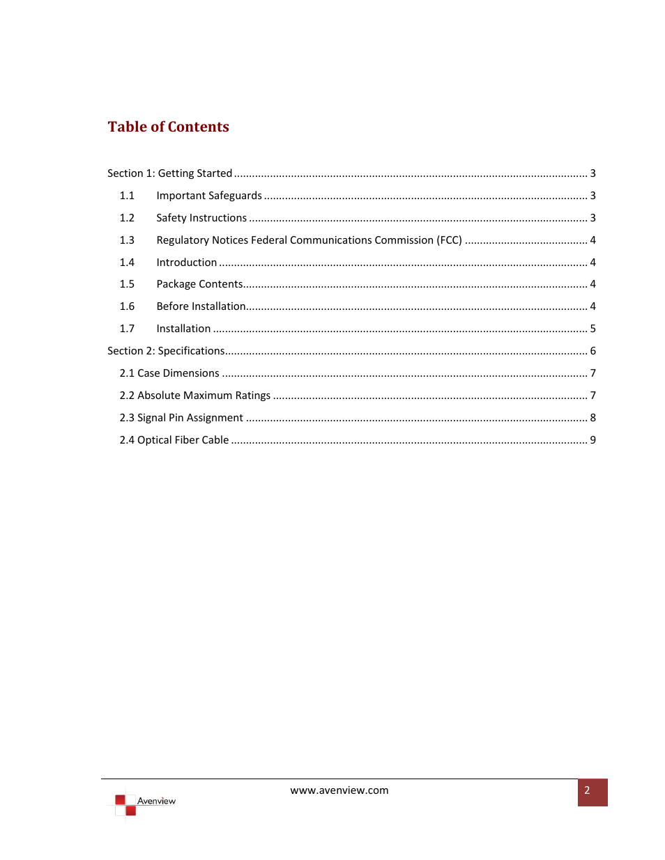 Avenview FO-HDM-1000M-EMI User Manual | Page 2 / 10
