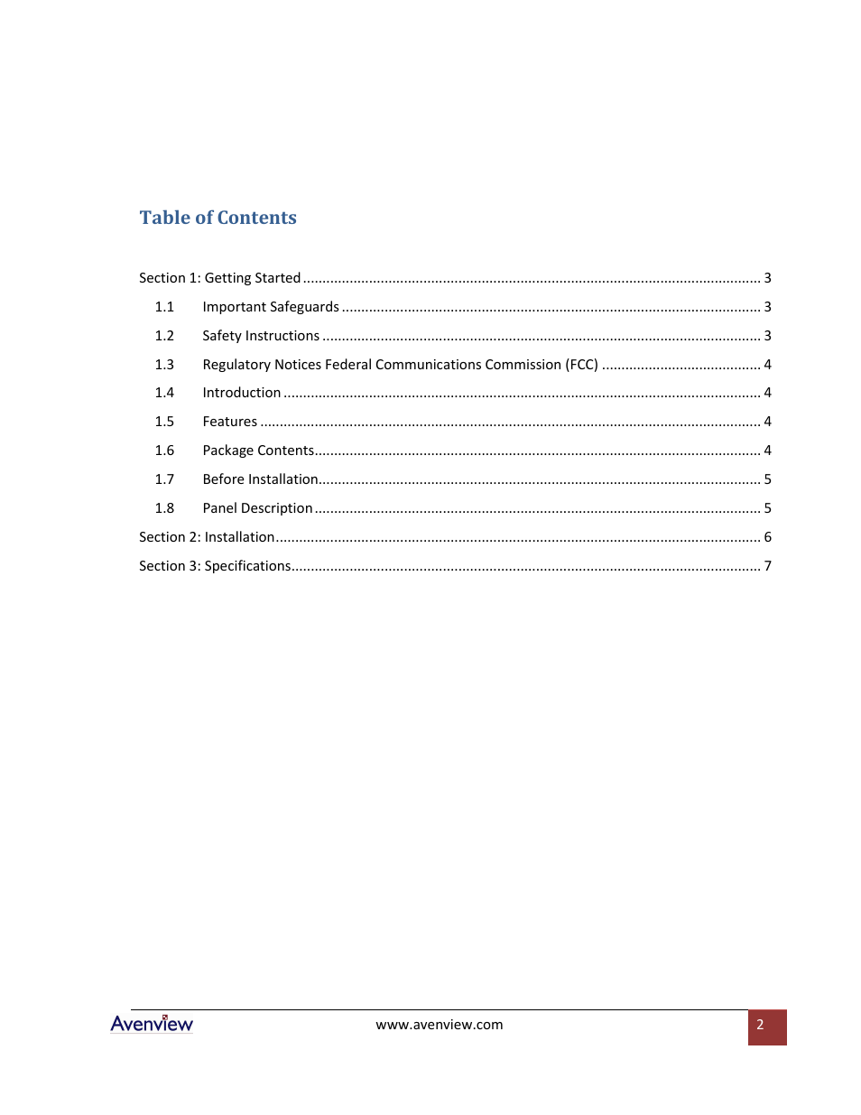 Avenview SPLIT-HDSDI-4-RS User Manual | Page 2 / 8