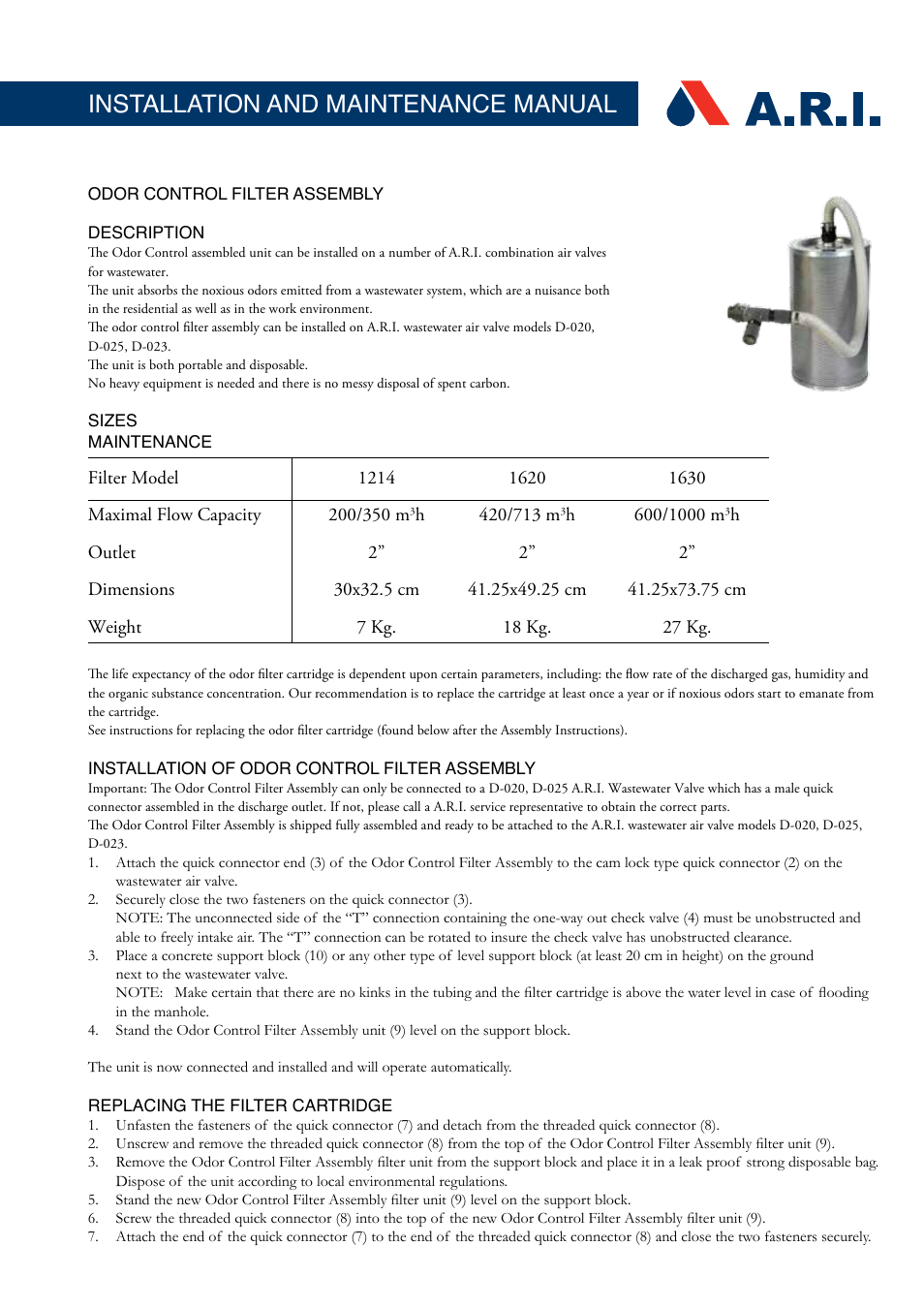 A.R.I. EnM-ODOR EN User Manual | 2 pages
