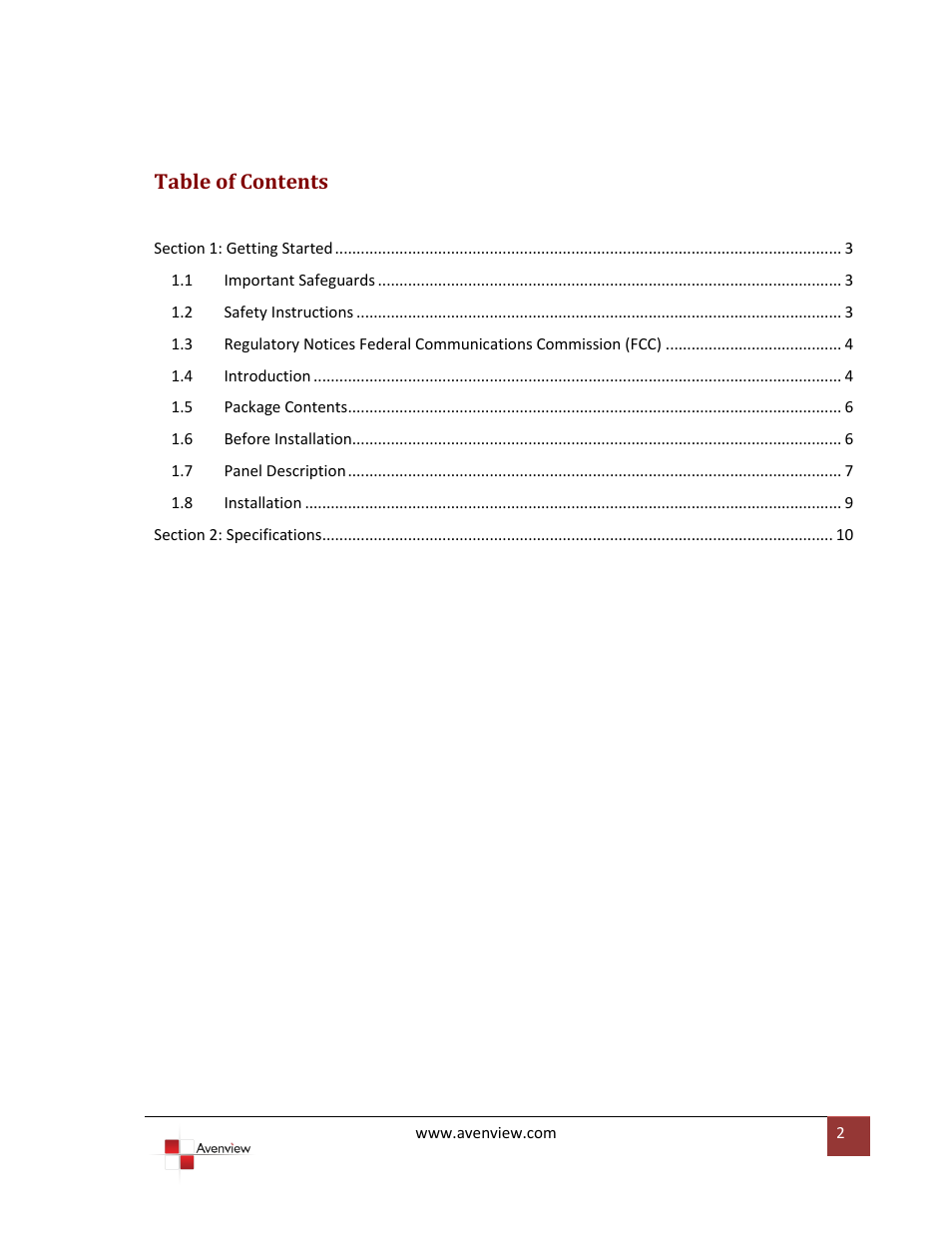 Avenview FAIL-SAFE VR 2000 User Manual | Page 2 / 12