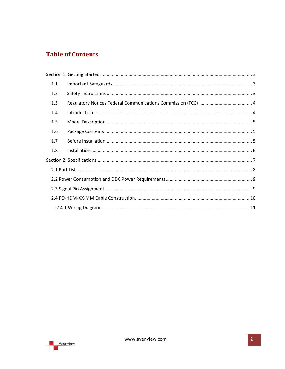 Avenview FO-HDM-XX-MM User Manual | Page 2 / 12