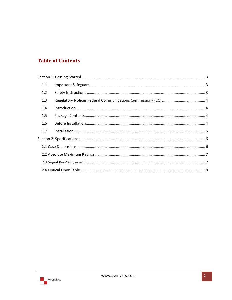 Avenview FO-HDMI-1000M-EMI User Manual | Page 2 / 9