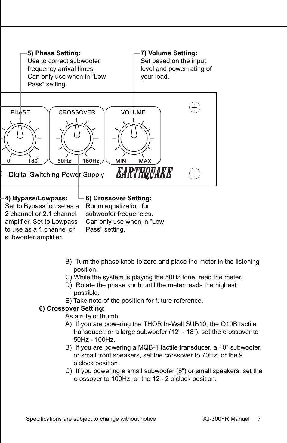 EarthQuake XJ-300FR User Manual | Page 7 / 20