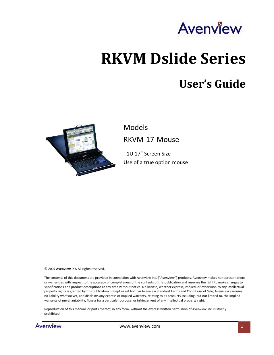 Avenview RKVM-17-Mouse User Manual | 21 pages