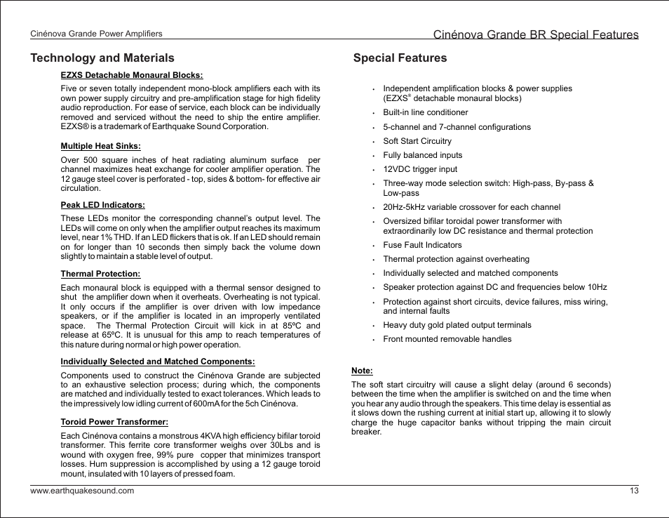 Special features | EarthQuake Cinenova 7 User Manual | Page 13 / 20