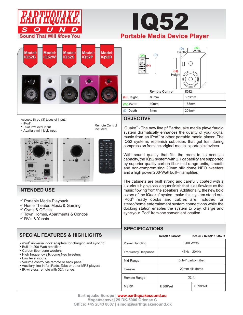 EarthQuake iQuake Bluetooth User Manual | 1 page
