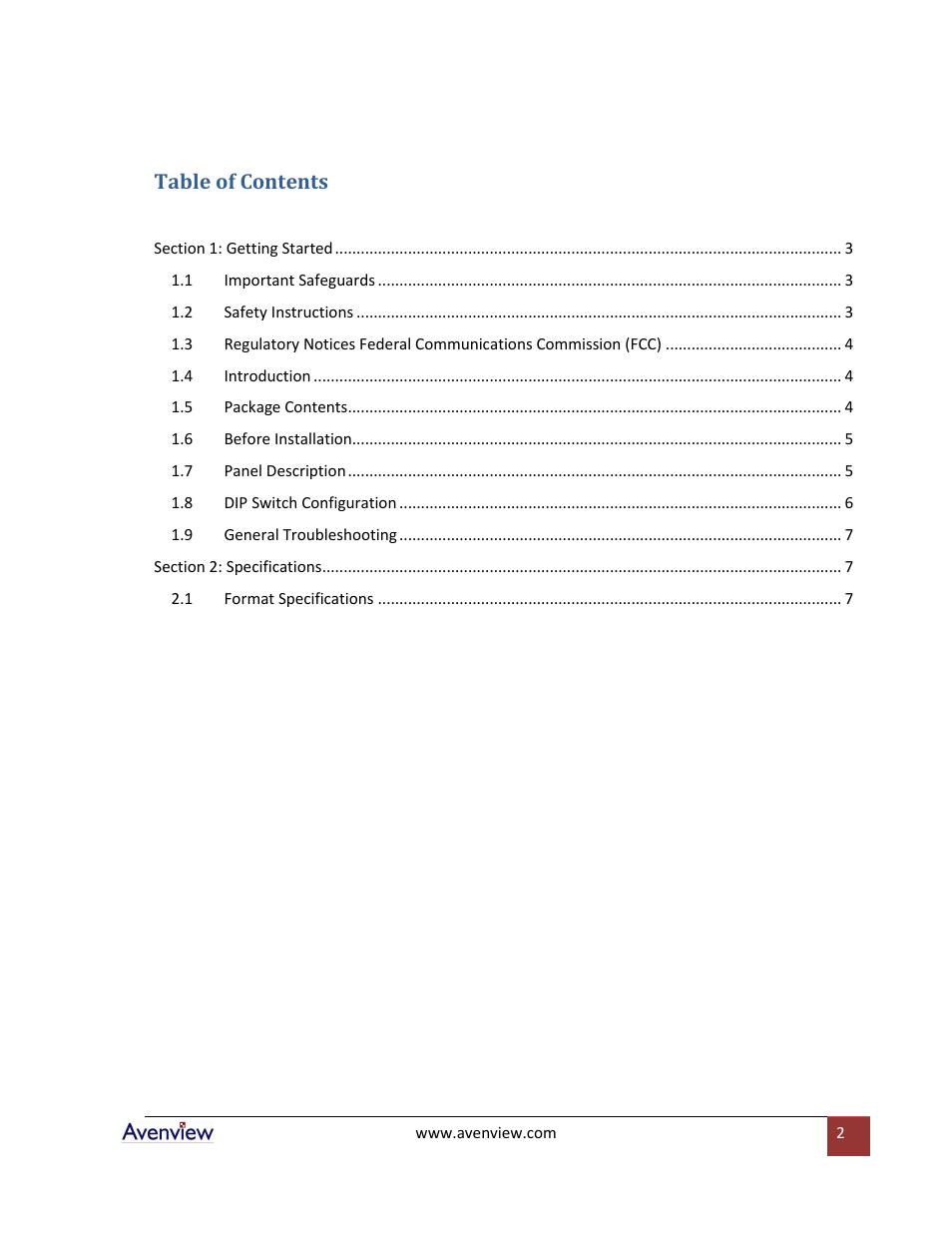 Avenview C-HDSDI-HDMI User Manual | Page 2 / 9