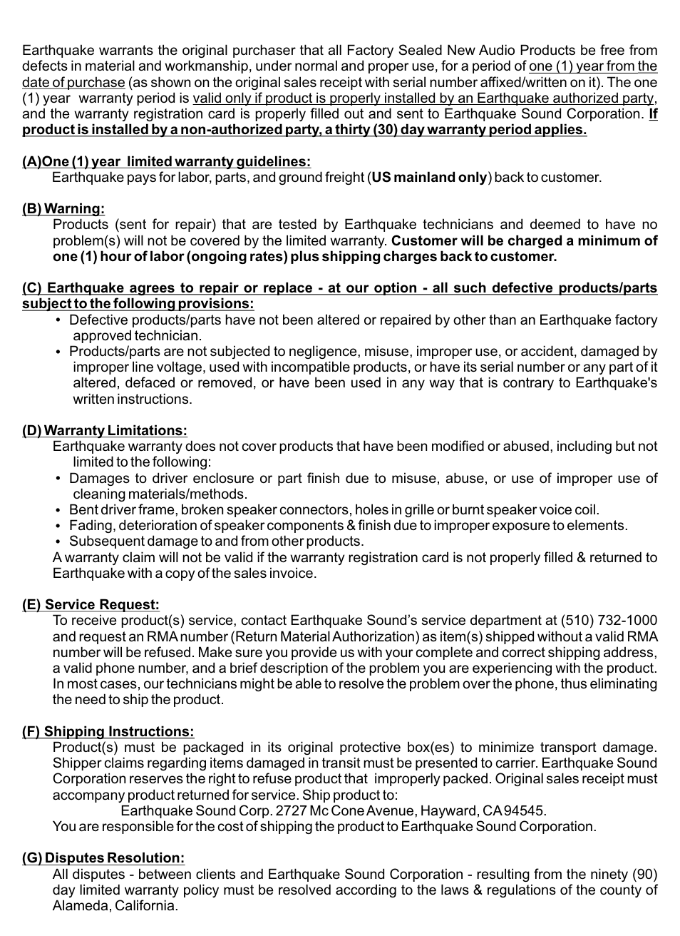 EarthQuake ACS3.0 User Manual | Page 4 / 4