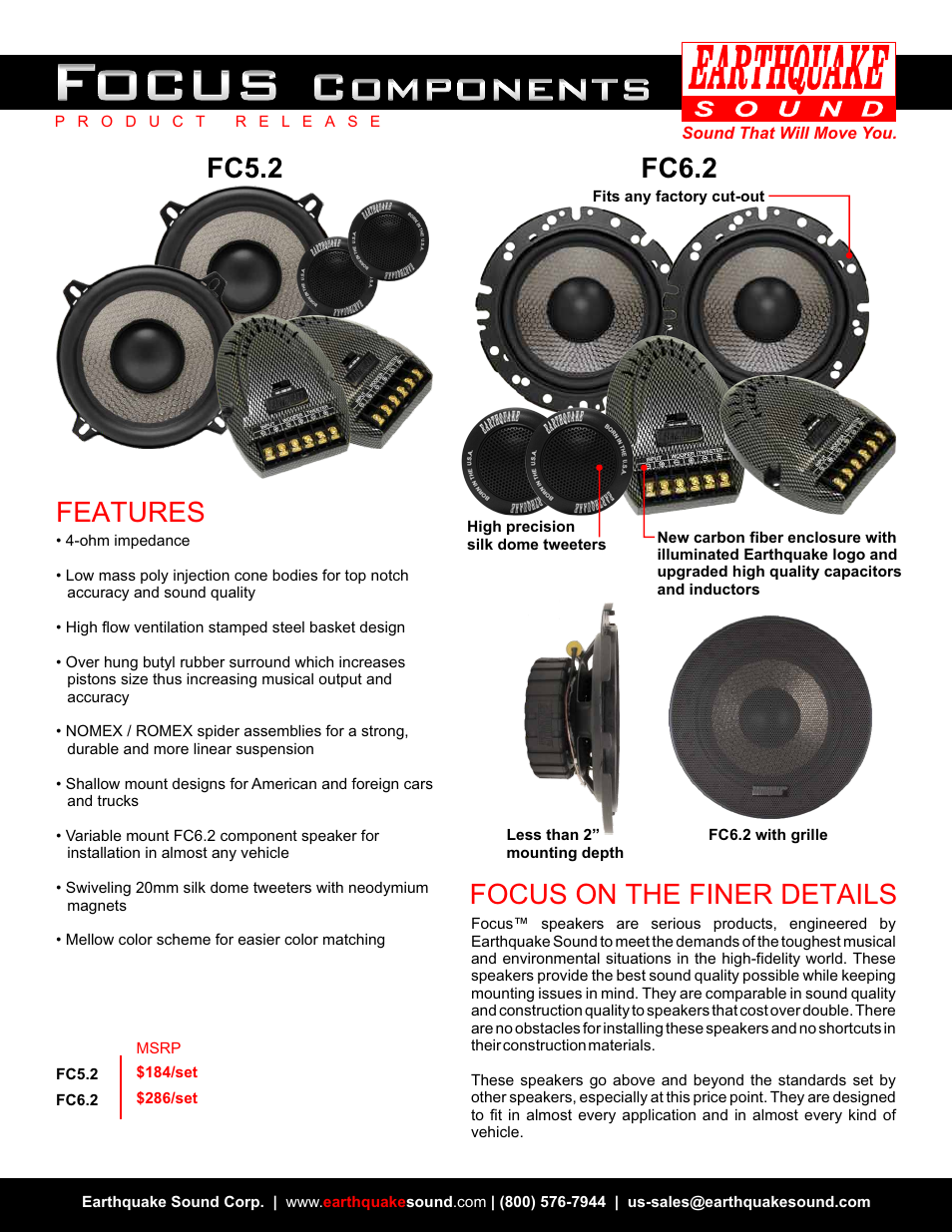 Fc5.2 fc6.2, Focus on the finer details features | EarthQuake FS-6.5 User Manual | Page 2 / 2