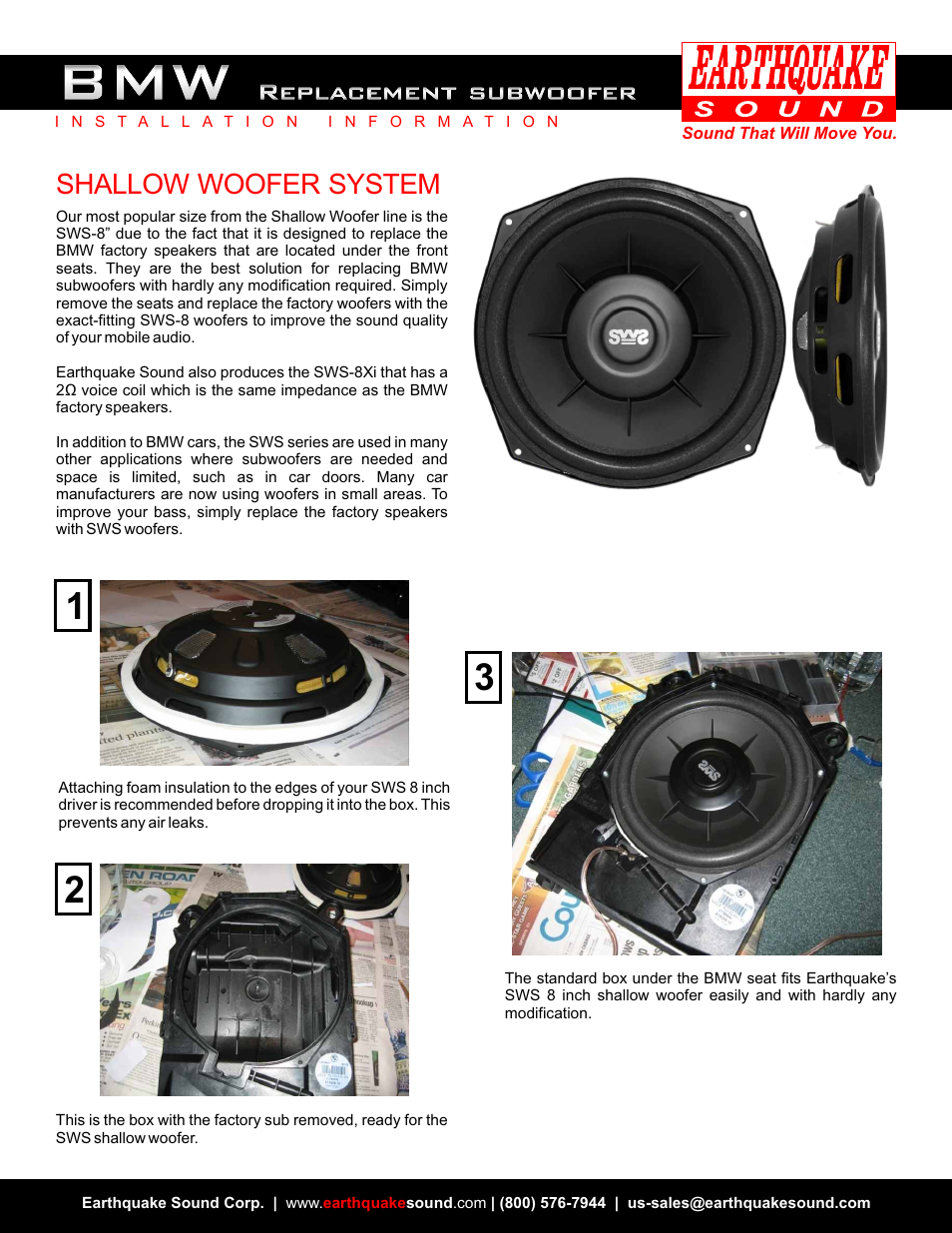 EarthQuake SWS-8Xi User Manual | 1 page