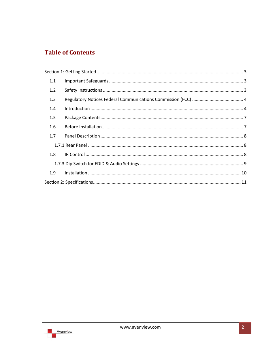 Avenview HDMI-C5SP-4 User Manual | Page 2 / 13