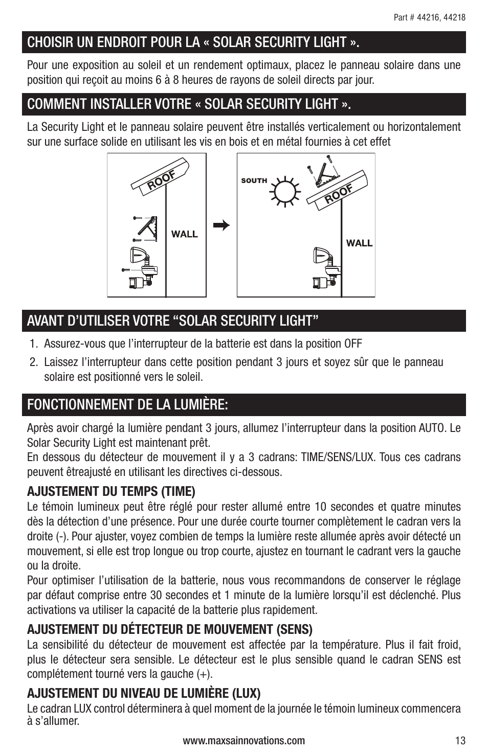 Maxsa Innovations Solar Powered Dual-Head Security Light User Manual | Page 13 / 16