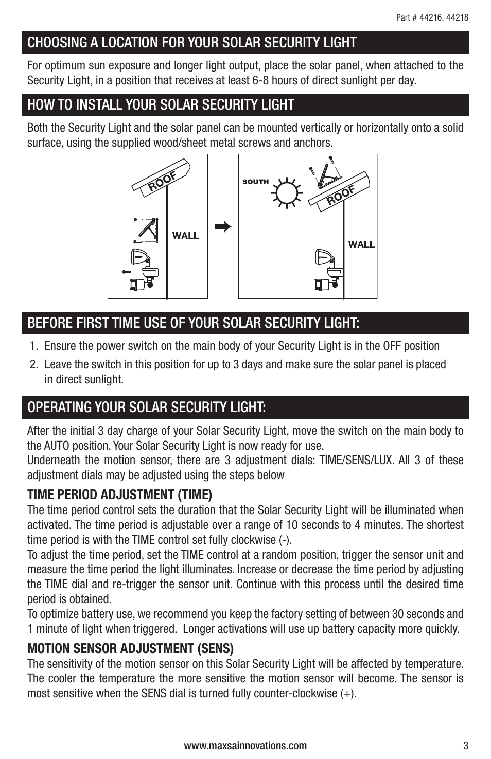 Maxsa Innovations Solar Powered Dual-Head Security Light User Manual | Page 3 / 16