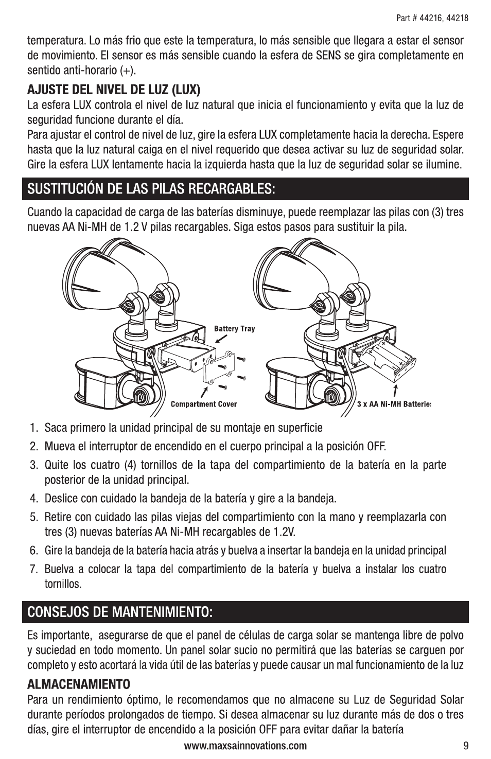 Maxsa Innovations Solar Powered Dual-Head Security Light User Manual | Page 9 / 16
