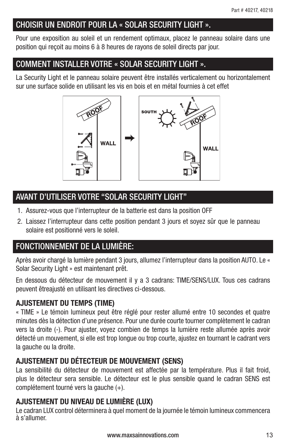 Maxsa Innovations Solar-Powered Dual Head LED Security Spotlight User Manual | Page 13 / 16