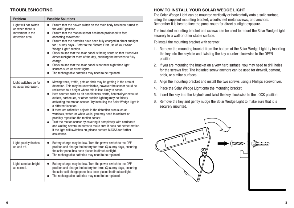 Maxsa Innovations Solar-Powered Motion-Activated Wedge Light User Manual | Page 3 / 4