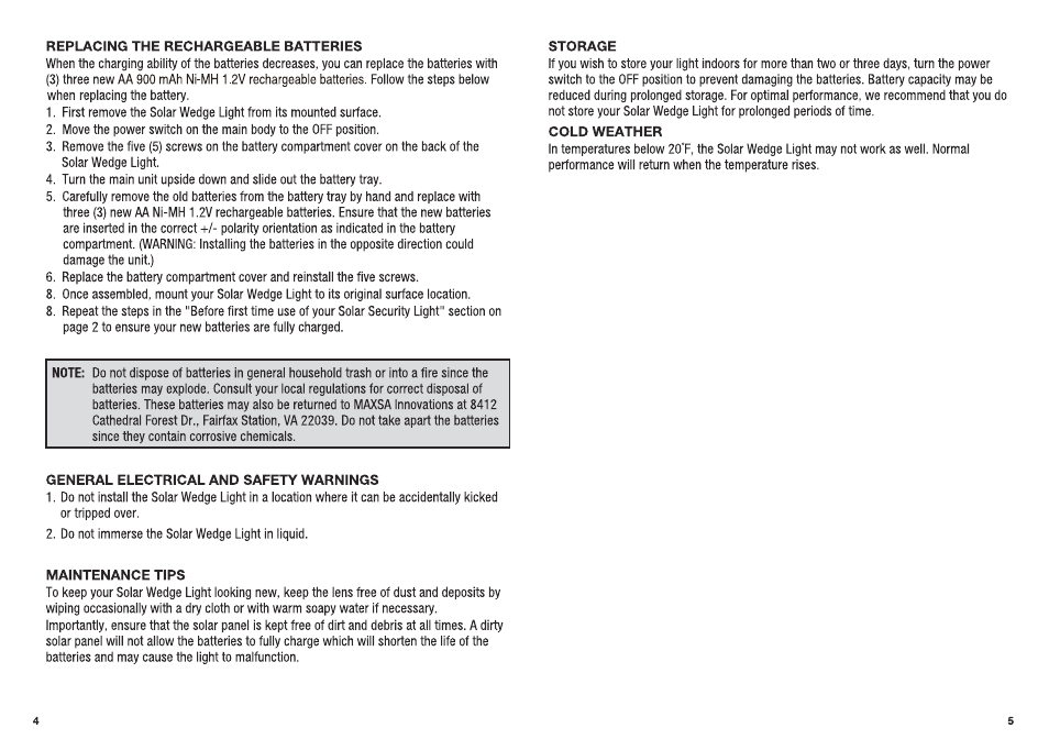Maxsa Innovations Solar-Powered Motion-Activated Wedge Light User Manual | Page 4 / 4