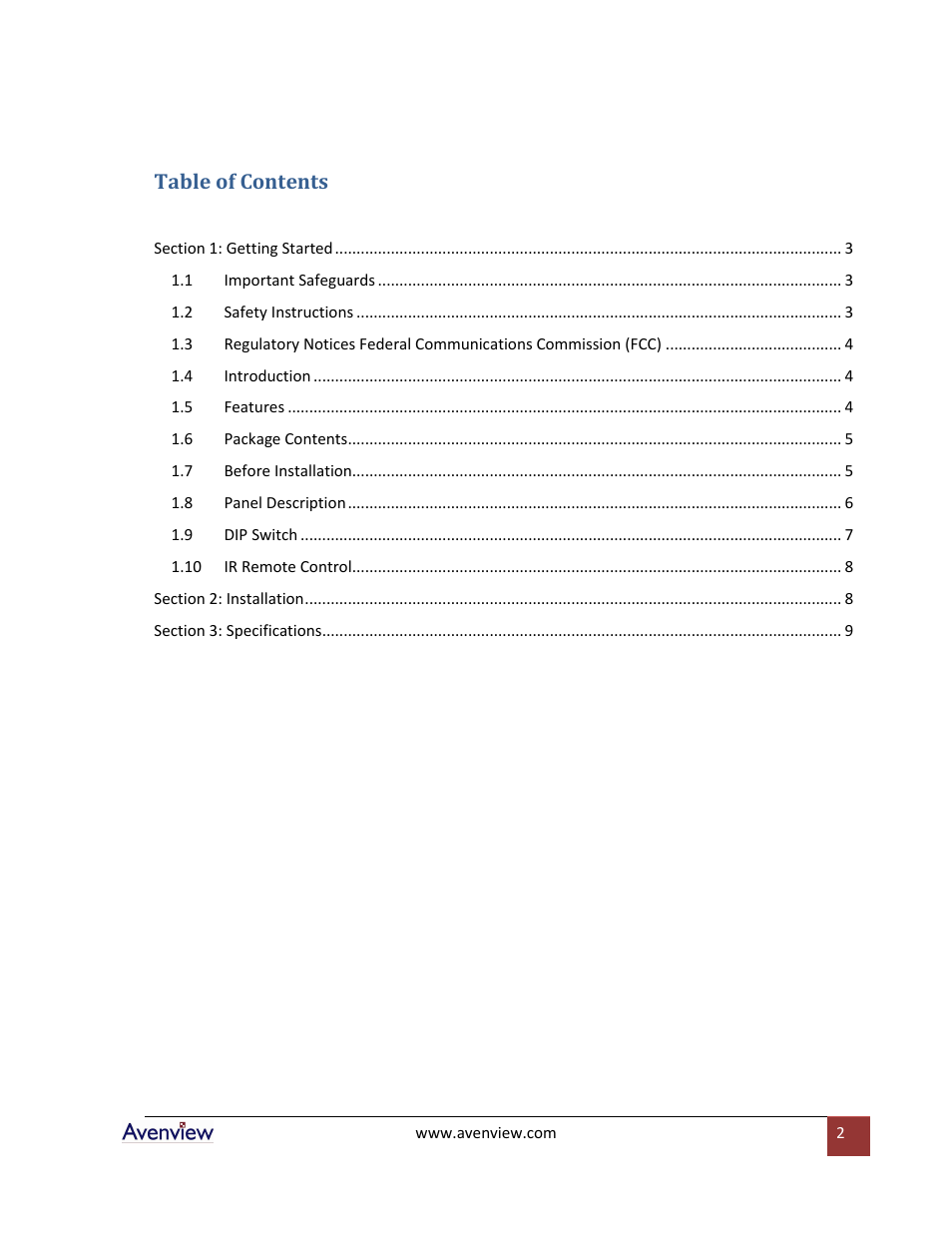 Avenview SW-DVI-2X4 User Manual | Page 2 / 10