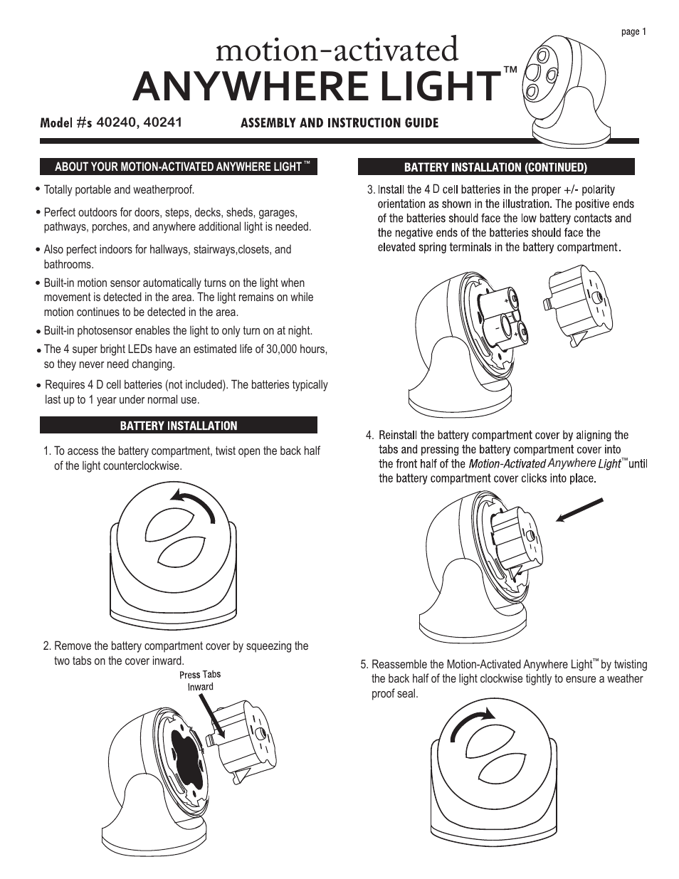 Maxsa Innovations Anywhere Light User Manual | 3 pages