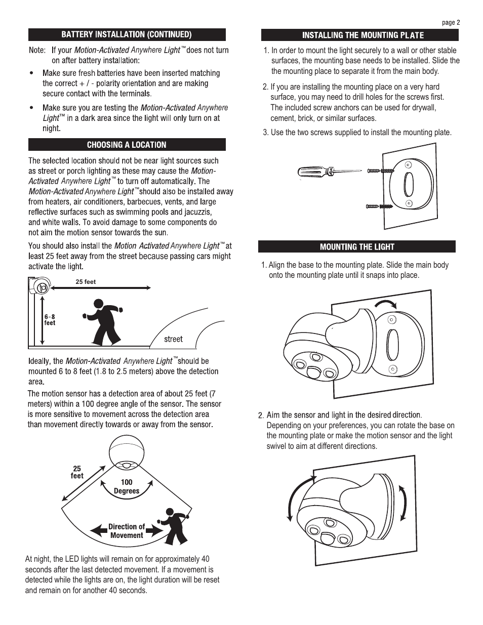 Anywhere light manual pg 2 | Maxsa Innovations Anywhere Light User Manual | Page 2 / 3